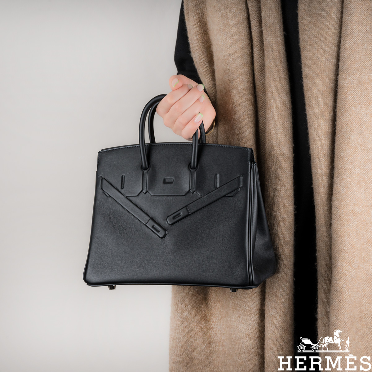 Hermès Shadow Birkin 25cm Black Swift PHW